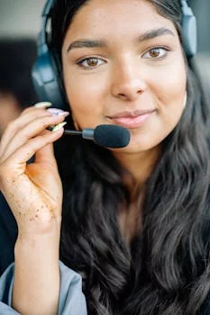 customer service representative smiling warmly